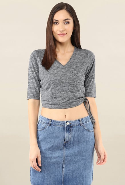 109 F Grey Textured Crop Top 109 F Grey Textured Crop Top