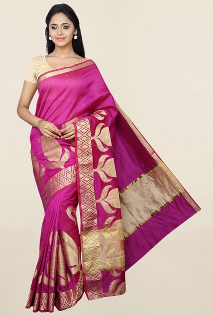 Pavecha's Pink Printed Cotton Silk Saree With Blouse Pavecha's Pink Printed Cotton Silk Saree With Blouse