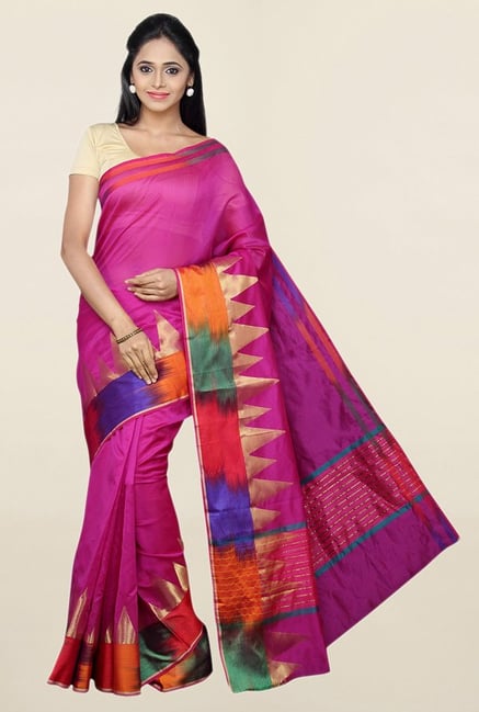 Pavecha's Purple Cotton Silk Banarasi Saree With Blouse Pavecha's Purple Cotton Silk Banarasi Saree With Blouse
