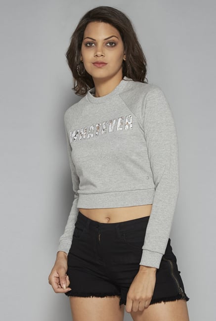 Nuon by Westside Grey Crop Pullover Nuon by Westside Grey Crop Pullover
