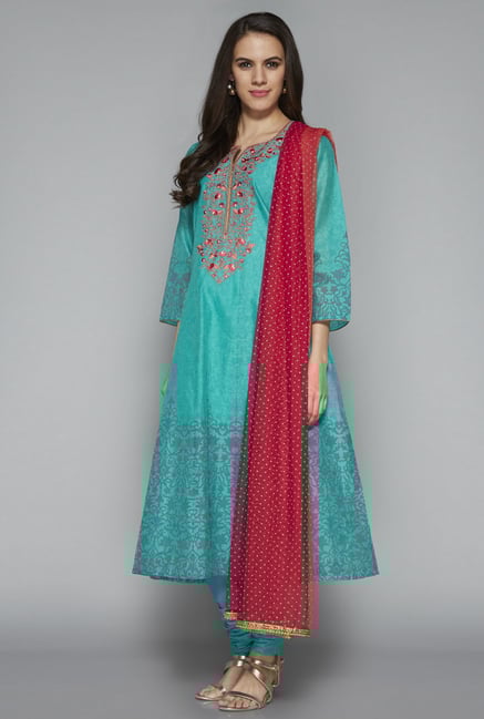 Vark by Westside Sea Green Slim Fit Ethnic Set Vark by Westside Sea Green Slim Fit Ethnic Set