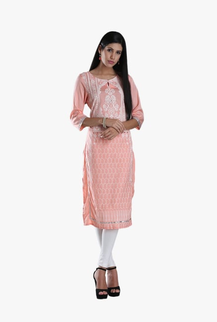 W Pink Printed Viscose Kurta W Pink Printed Viscose Kurta