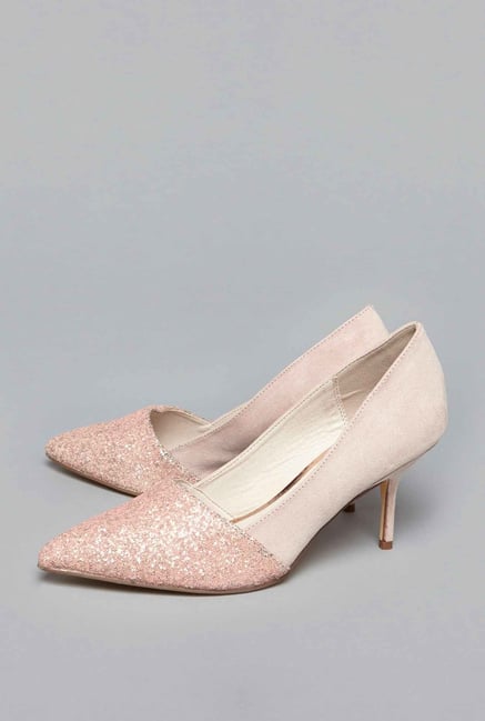LUNA BLU by Westside Beige Glitter Court Shoes LUNA BLU by Westside Beige Glitter Court Shoes