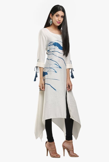 W White Printed Viscose Kurta W White Printed Viscose Kurta