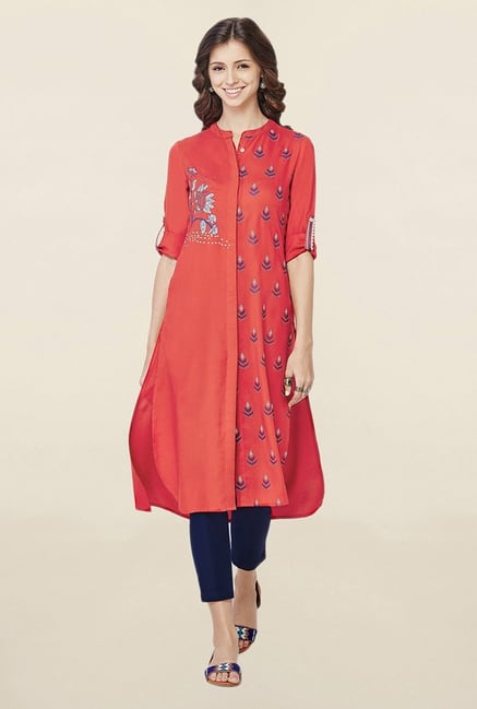 Global Desi Red Printed Kurta Global Desi Red Printed Kurta