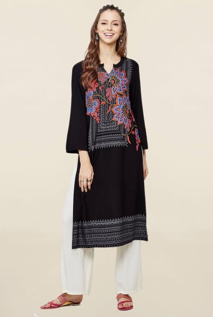 Global Desi Black Printed Kurta Global Desi Black Printed Kurta