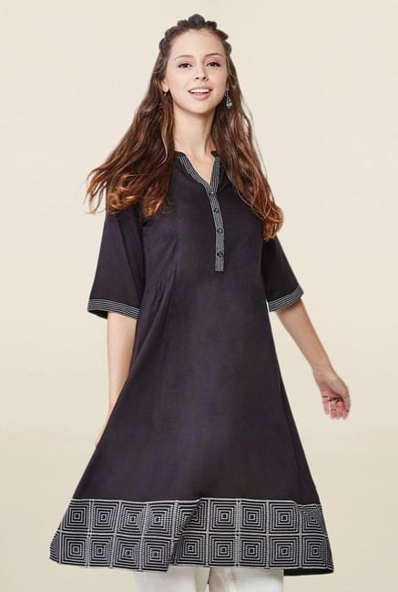 Global Desi Black Printed Kurta Global Desi Black Printed Kurta