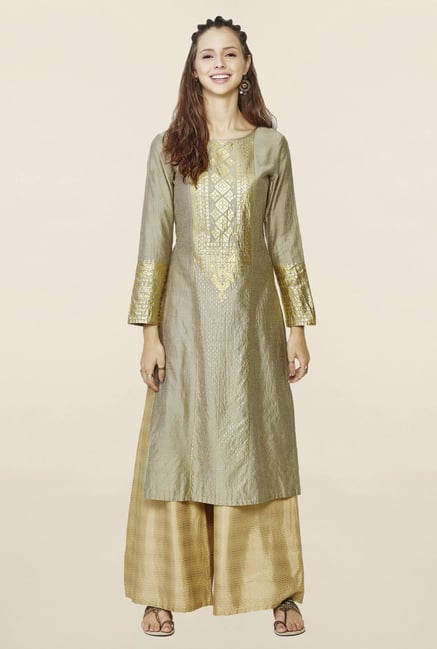 Global Desi Beige Printed Kurta Global Desi Beige Printed Kurta