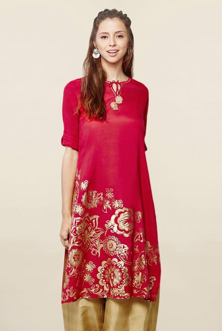 Global Desi Red Printed Kurta Global Desi Red Printed Kurta