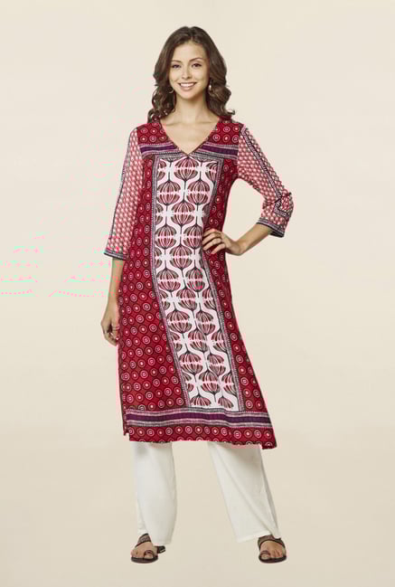 Global Desi Red Printed Kurta Global Desi Red Printed Kurta