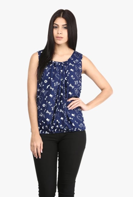 Mayra Navy Printed Top Mayra Navy Printed Top