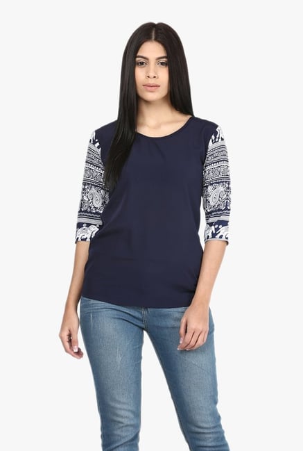 Mayra Navy Printed Top Mayra Navy Printed Top