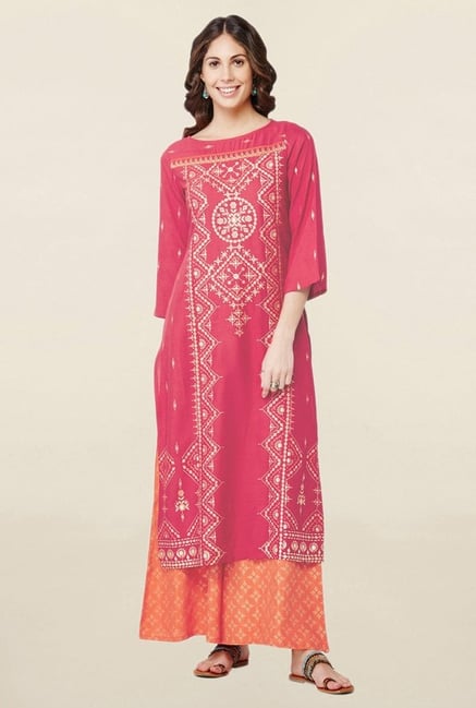 Global Desi Red Printed Suit Set Global Desi Red Printed Suit Set