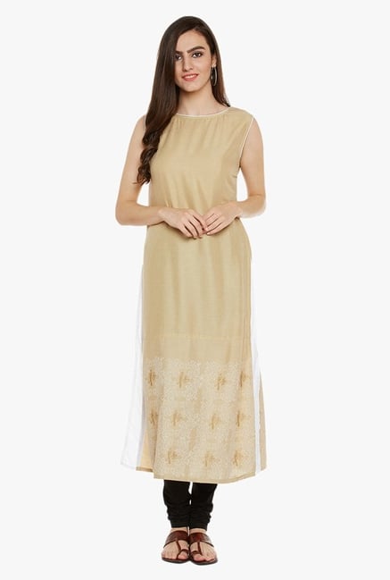 9rasa Beige Printed Cotton Viscose Kurta 9rasa Beige Printed Cotton Viscose Kurta