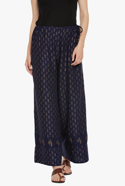 9rasa Navy Block Print Palazzo 9rasa Navy Block Print Palazzo