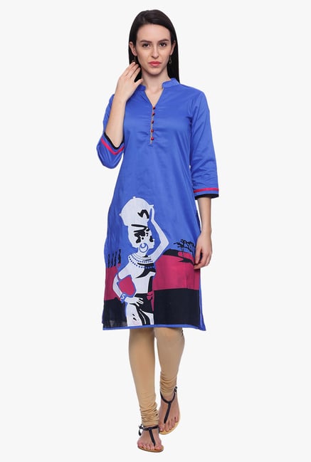Mytri Purple Printed Polyester Kurta Mytri Purple Printed Polyester Kurta