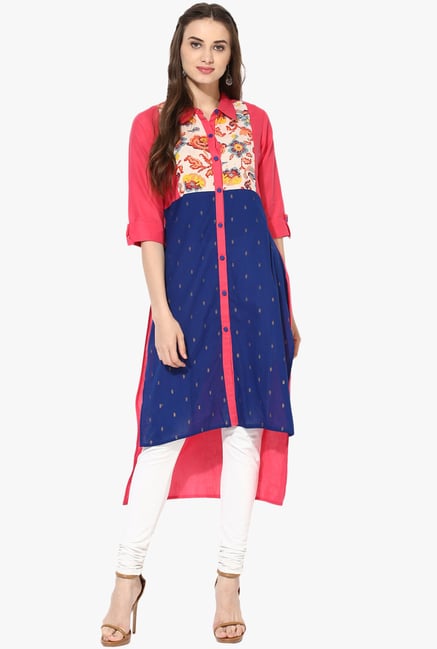 Mytri Pink & Navy Printed Kurta Mytri Pink & Navy Printed Kurta
