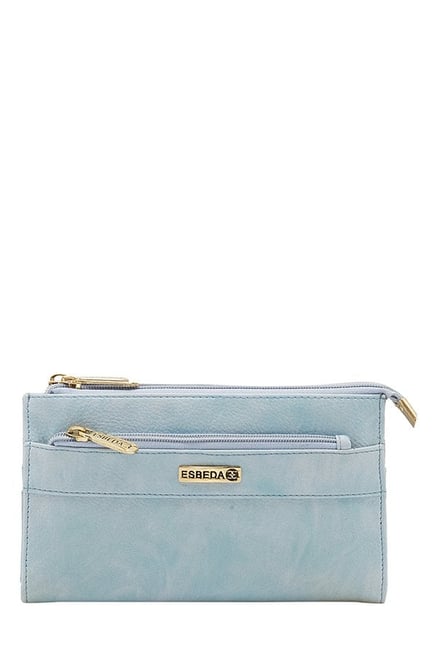 Esbeda Twin Sky Blue Distressed Bi-Fold Wallet Esbeda Twin Sky Blue Distressed Bi-Fold Wallet