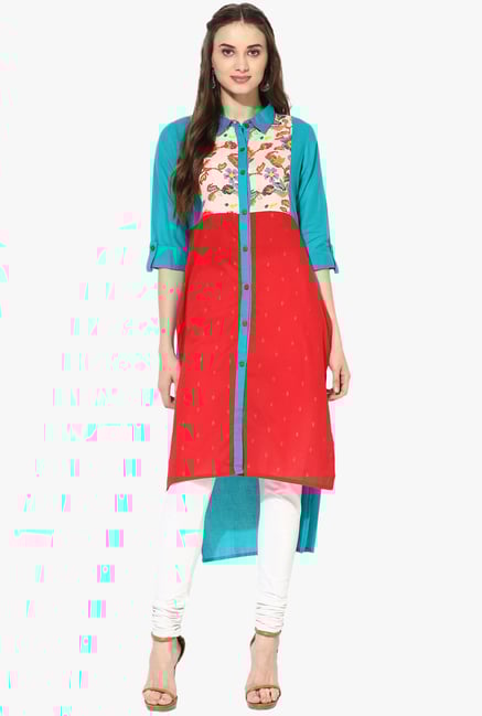 Mytri Blue & Red Printed Kurta Mytri Blue & Red Printed Kurta