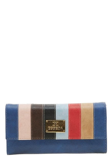 Esbeda Navy & Black Striped Flap Wallet Esbeda Navy & Black Striped Flap Wallet