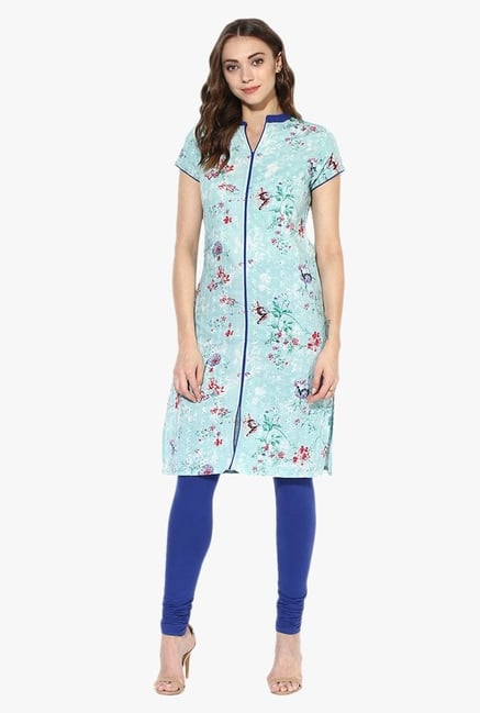 Juniper Mint Floral Print Cotton Kurta Juniper Mint Floral Print Cotton Kurta
