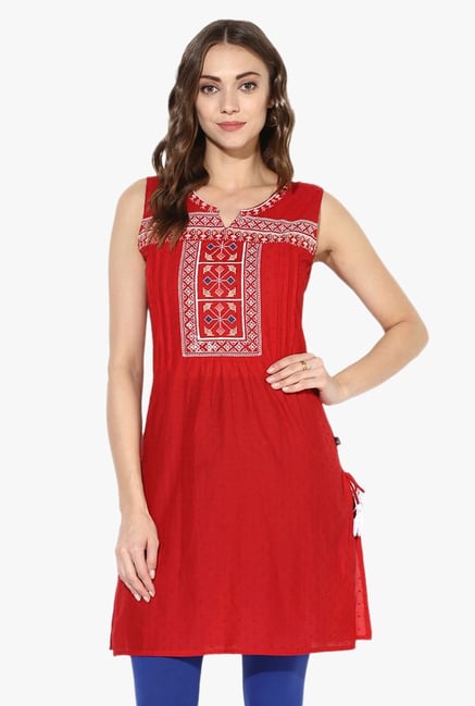 Juniper Red Embroidered Cotton Kurti Juniper Red Embroidered Cotton Kurti