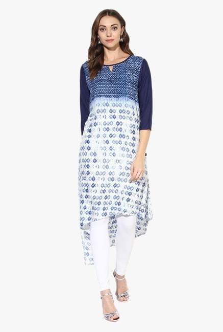 Juniper Navy Printed Rayon Kurta Juniper Navy Printed Rayon Kurta