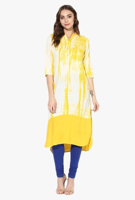 Juniper Yellow Printed Rayon Kurta Juniper Yellow Printed Rayon Kurta
