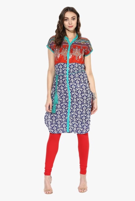 Juniper Navy Printed Modal Kurti Juniper Navy Printed Modal Kurti