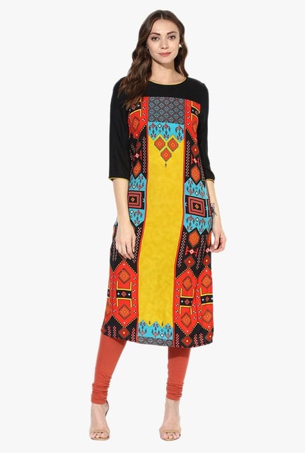 Juniper Black Printed Rayon Kurta Juniper Black Printed Rayon Kurta
