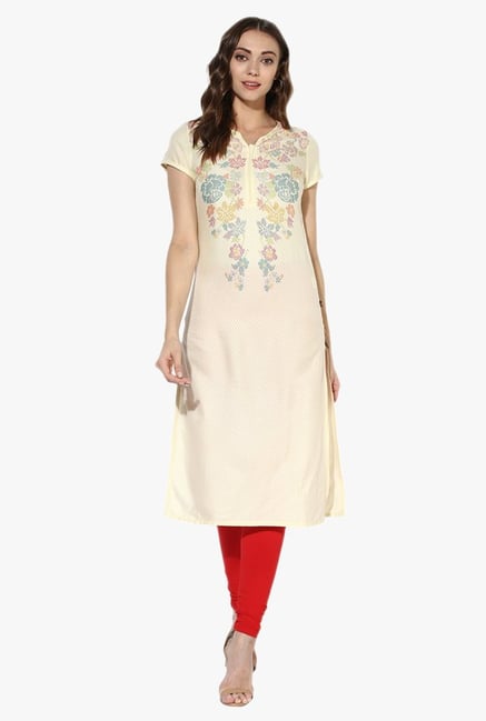 Juniper Cream Printed Rayon Kurta Juniper Cream Printed Rayon Kurta