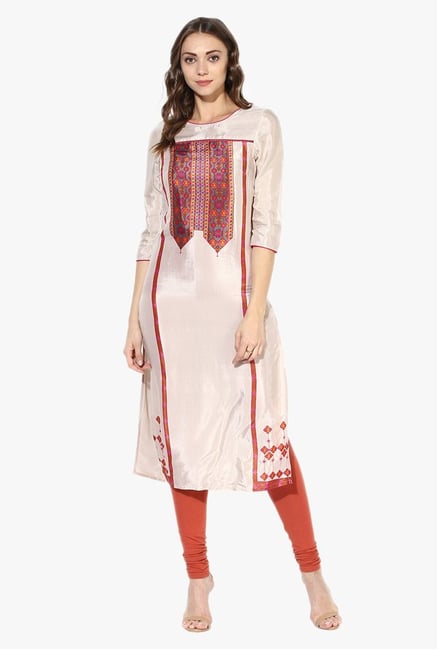 Juniper Beige Printed Viscose Kurta Juniper Beige Printed Viscose Kurta