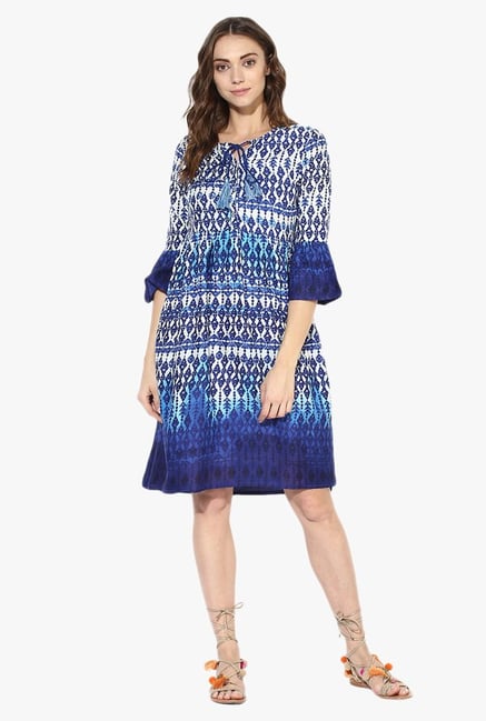 Juniper Blue Printed Rayon Kurta Juniper Blue Printed Rayon Kurta
