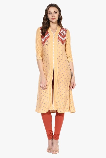 Juniper Beige Printed Rayon Kurta Juniper Beige Printed Rayon Kurta