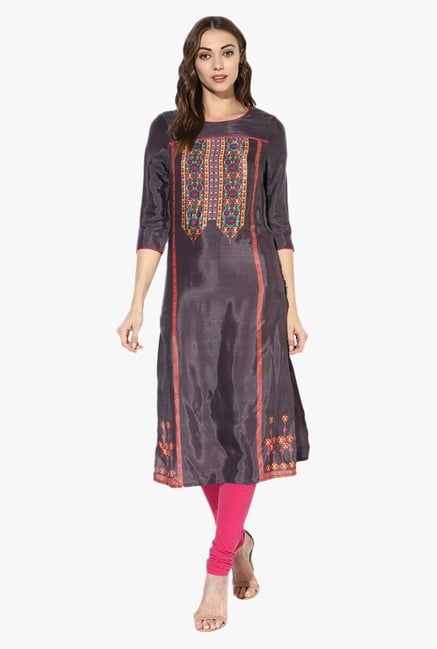 Juniper Grey Printed Viscose Kurta Juniper Grey Printed Viscose Kurta
