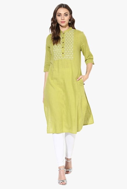 Juniper Green Embroidered Cotton Kurta Juniper Green Embroidered Cotton Kurta
