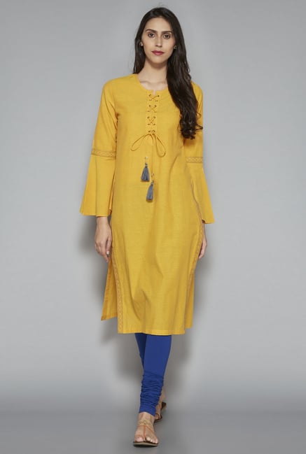 Utsa by Westside Yellow Pure Cotton Kurta Utsa by Westside Yellow Pure Cotton Kurta