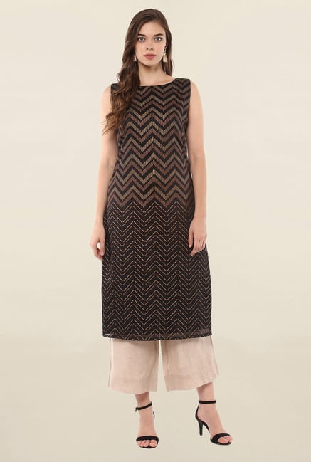 Ahalyaa Multicolor Printed Poly Chanderi Kurta Ahalyaa Multicolor Printed Poly Chanderi Kurta