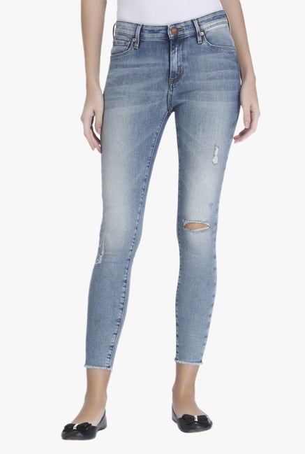 Only Blue Skinny Fit Tattered Jeans Only Blue Skinny Fit Tattered Jeans