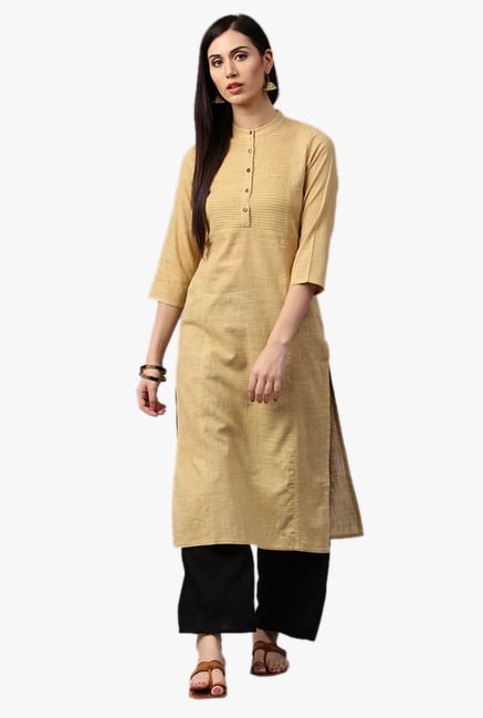 Jaipur Kurti Beige & Black Textured Kurta With Palazzo Jaipur Kurti Beige & Black Textured Kurta With Palazzo