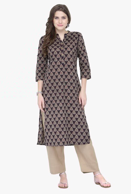 Varanga Black Printed Cotton Kurta Varanga Black Printed Cotton Kurta