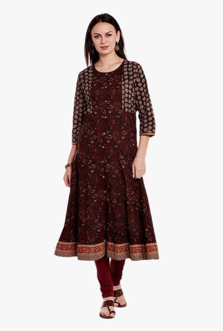 Varanga Brown Printed Kurta Varanga Brown Printed Kurta