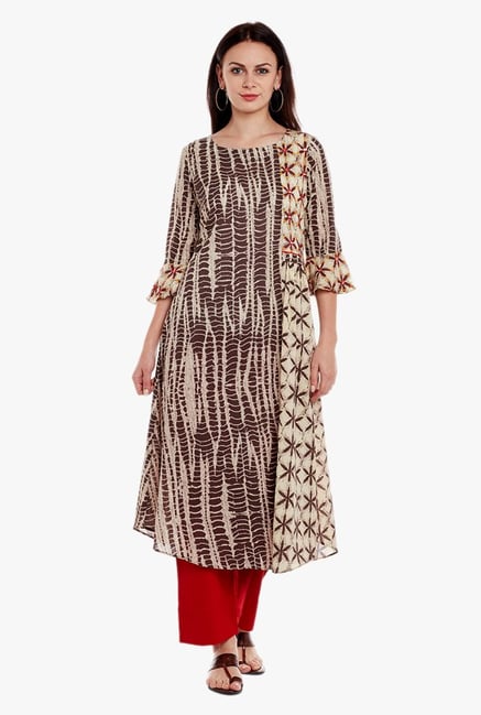 Varanga Brown & Red Printed Cotton Kurta With Pant Varanga Brown & Red Printed Cotton Kurta With Pant