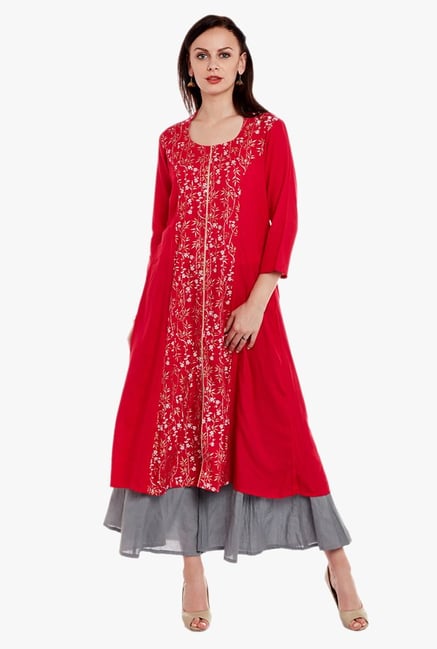 Varanga Red Printed Kurta Varanga Red Printed Kurta