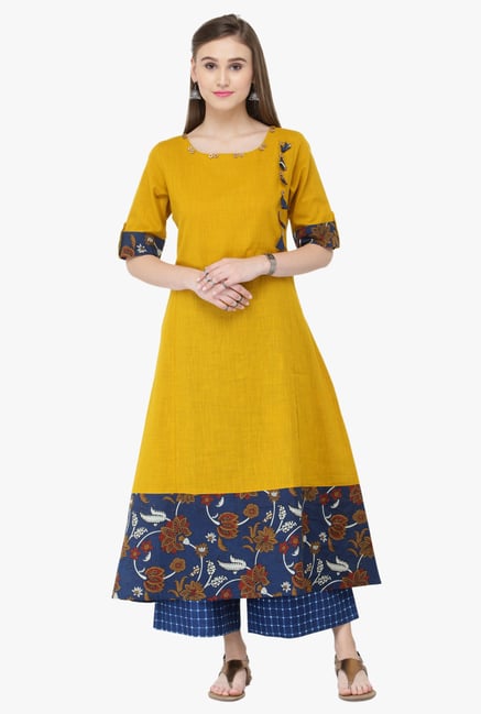 Varanga Mustard Cotton Kurta Varanga Mustard Cotton Kurta
