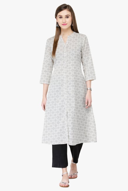 Varanga White Printed Cotton Kurta Varanga White Printed Cotton Kurta