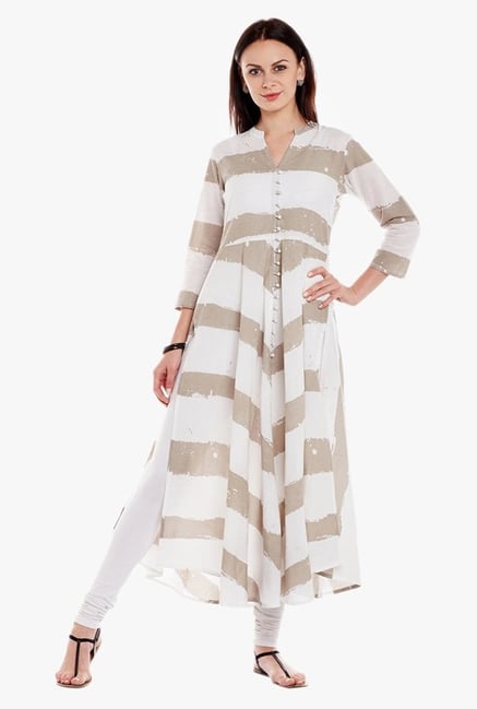 Varanga White Printed Cotton Kurta Varanga White Printed Cotton Kurta