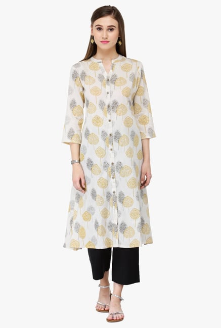 Varanga White Printed Cotton Kurta Varanga White Printed Cotton Kurta