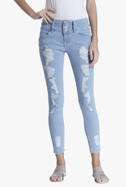 Only Blue Skinny Fit Tattered Jeans Only Blue Skinny Fit Tattered Jeans