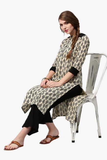 Jaipur Kurti Beige Floral Print Kurta Jaipur Kurti Beige Floral Print Kurta